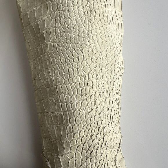 Jo Ghost Made in Italy EUC Knee High Wood Heel Exotic Leather Cream Boots EU 36 - Picture 4 of 11